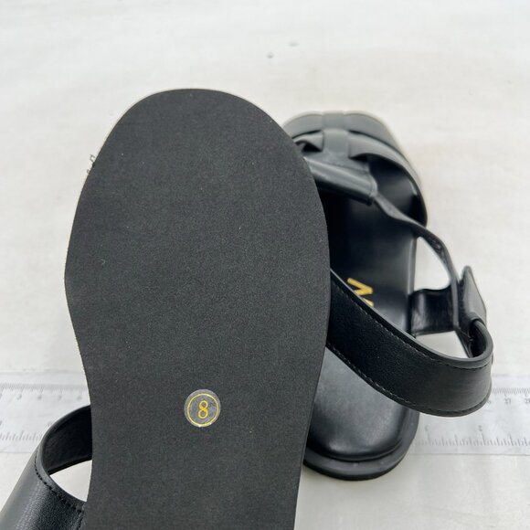 YDN Women's Cute Flat Round Toe Sandals Strappy Low Heels Adjustable Strap Balck - Picture 6 of 8